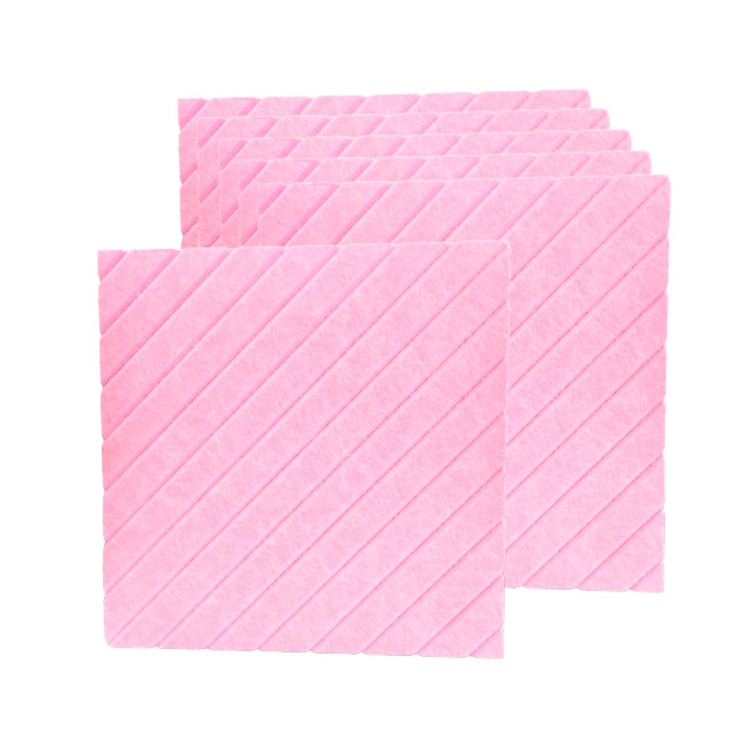 Oblique Stripes Groove Acoustic Panels Set of 6, 12"x12"x 9mm, Pink