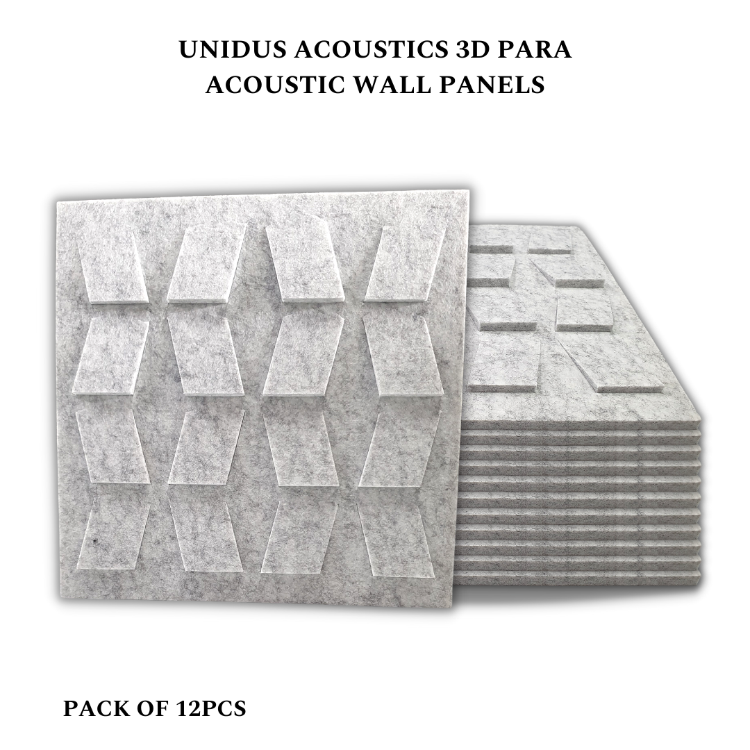 3D Para Acoustic Wall Panels, 12"x12"x 9mm, Marble Grey