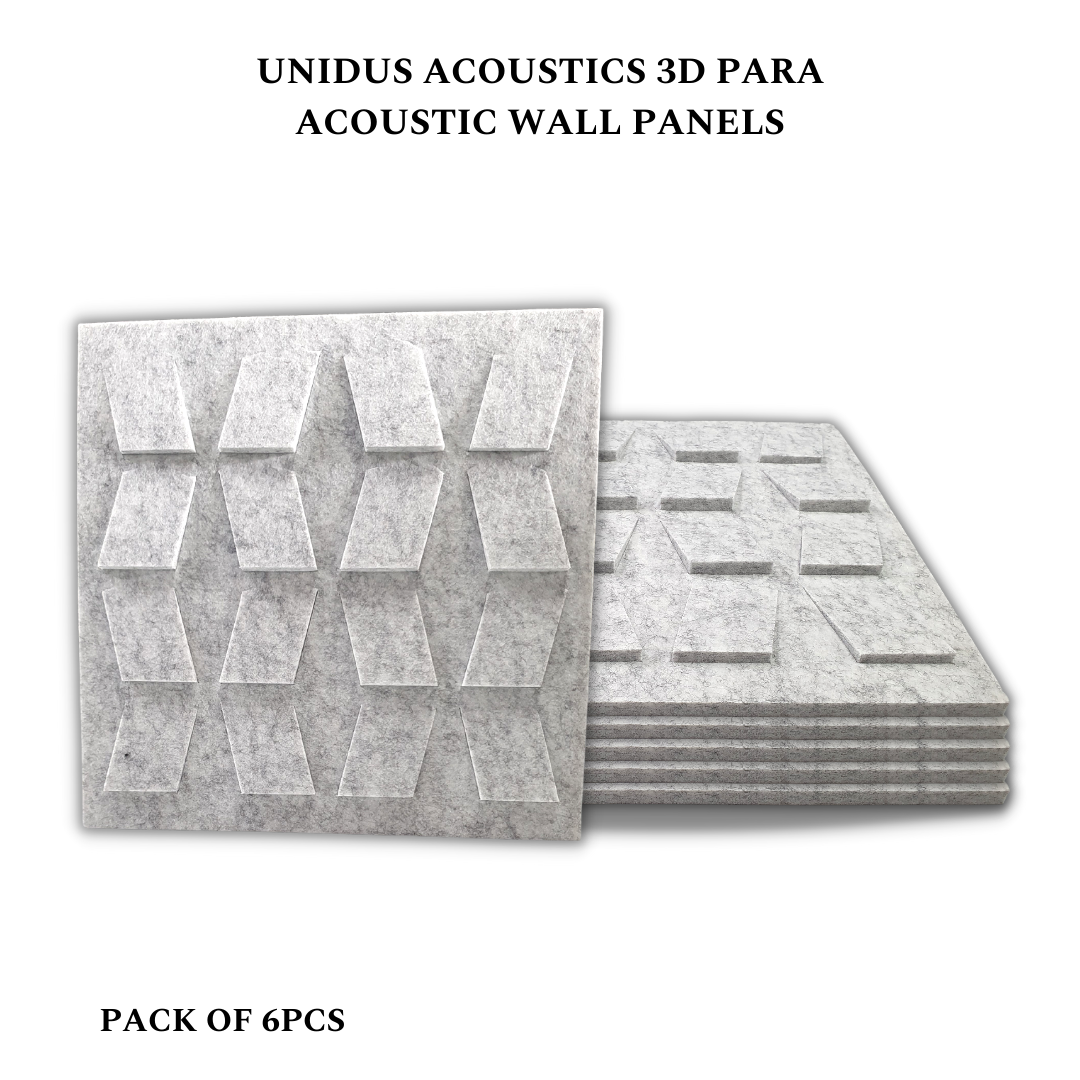 3D Para Acoustic Wall Panels, 12"x12"x 9mm, Marble Grey
