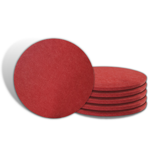 Round Acoustic Wall Panels Set of 6, 12"x12"x 9mm, Chilly Red
