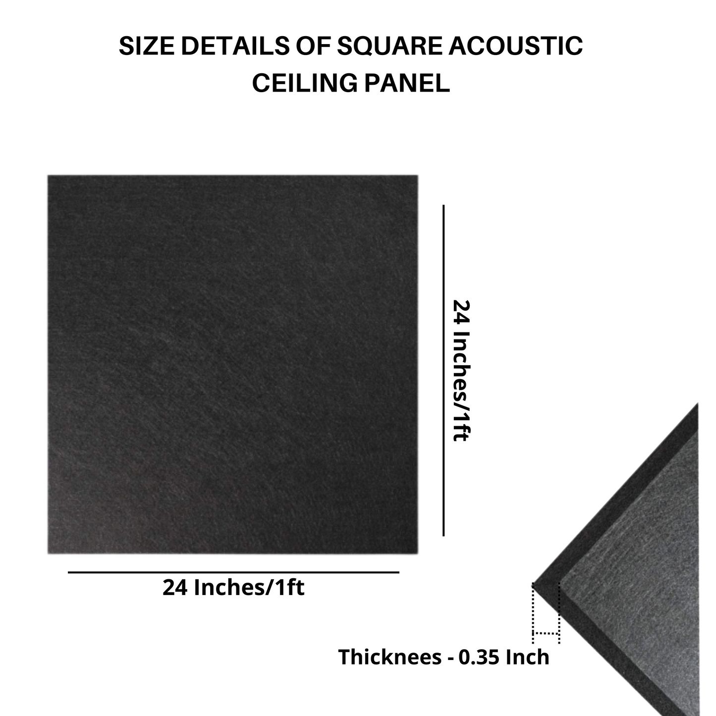 Square Acoustic Ceiling Panels, 24"x24"x 9mm Soundproof Panels | Acoustic Panel for Soundproofing