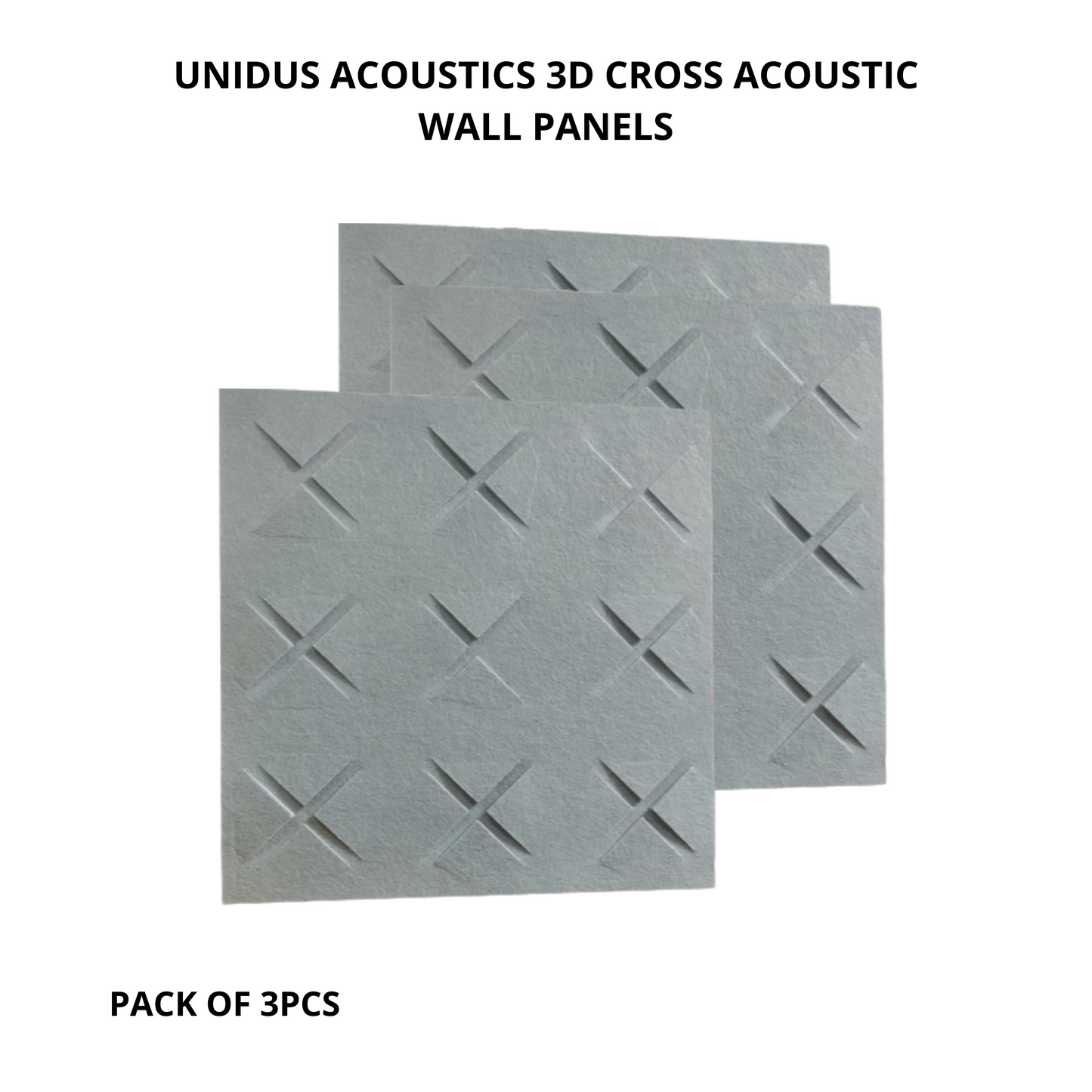 3D Cross Acoustic Wall Panels, 12"x12"x 9mm, Misty Grey Soundproof Panels | Acoustic Panel for Soundproofing