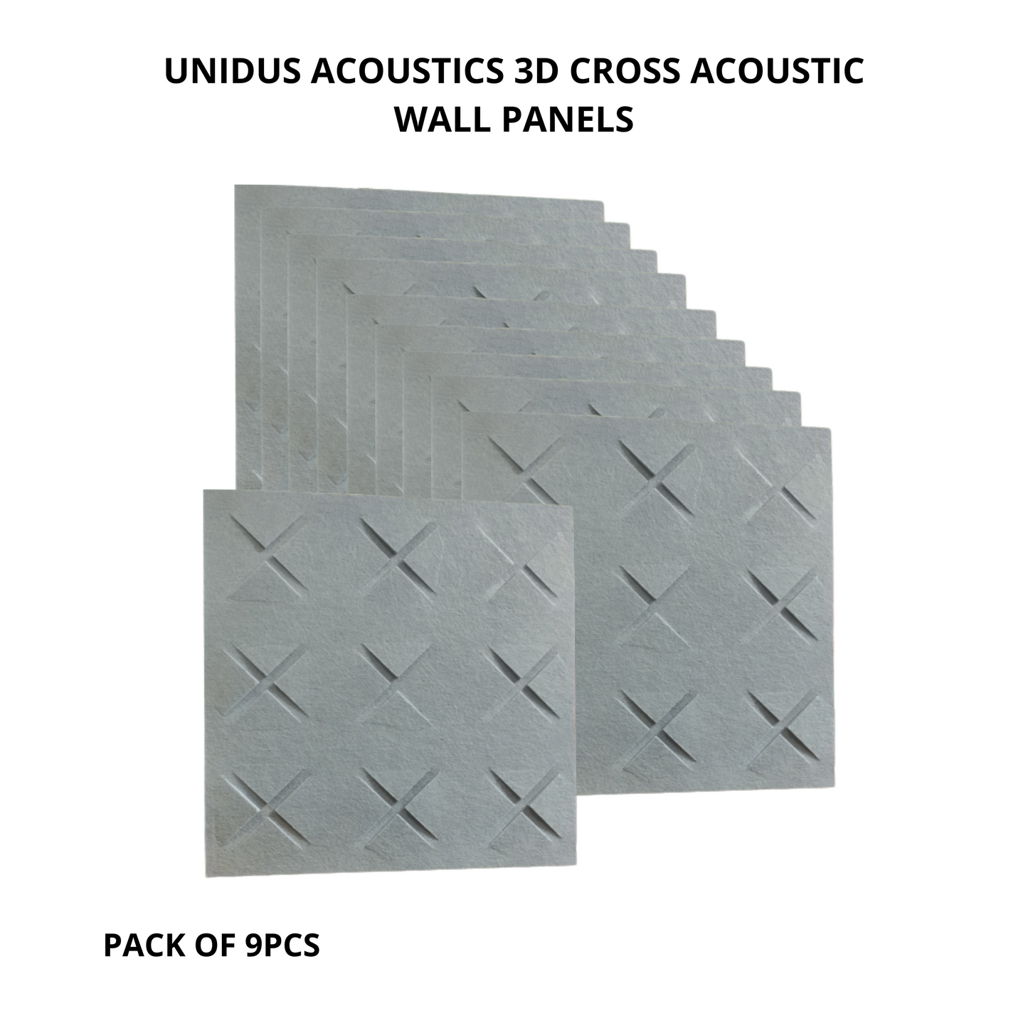 3D Cross Acoustic Wall Panels, 12"x12"x 9mm, Misty Grey Soundproof Panels | Acoustic Panel for Soundproofing