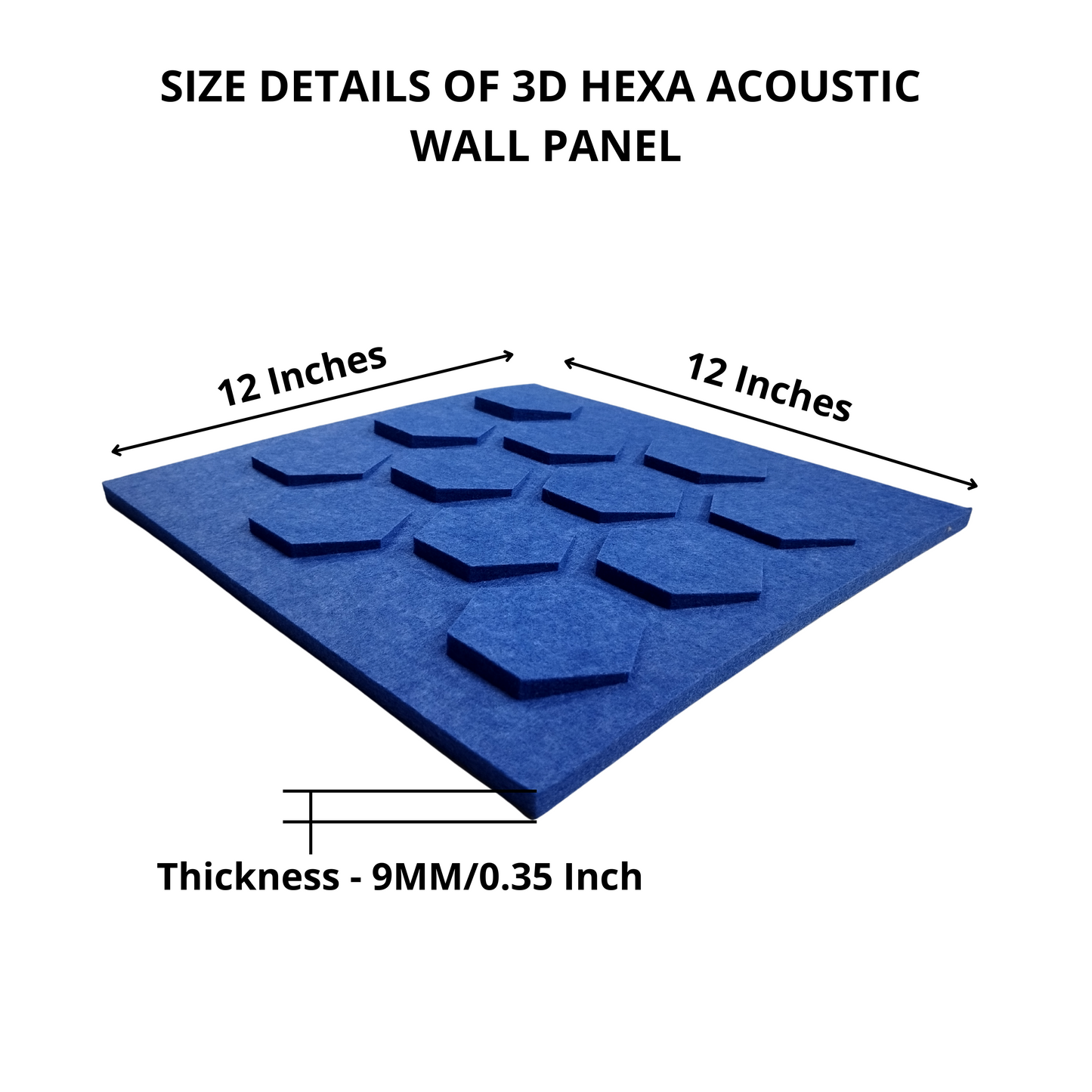 3D Hexa Acoustic Wall Panels, 12"x12"x 9mm, Blue Soundproof Panels | Acoustic Panel for Soundproofing