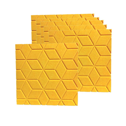 Monochrome Groove Acoustic Panels Set of 6, 12"x12"x 9mm, Yellow