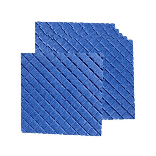 Oblique Checked Groove Acoustic Panels Set of 6, 12"x12"x 9mm, Blue