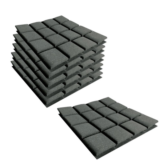 Turbo Acoustic Foam Panels Set of 6, 12"x12"x2", Black