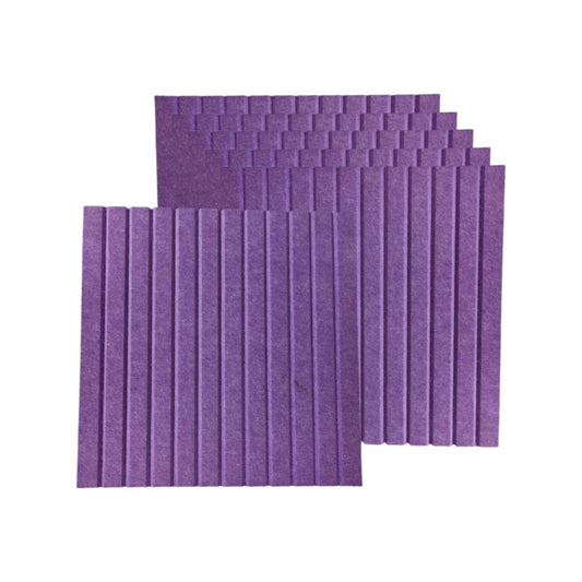 Straight Stripes Groove Acoustic Wall Panels Set of 6, 12"x12"x 9mm, Violet